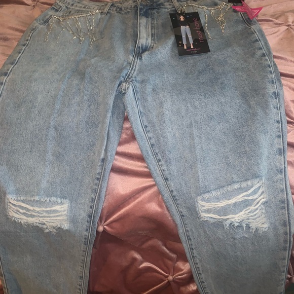 Denim Jeans with bling fringe - Picture 1 of 3